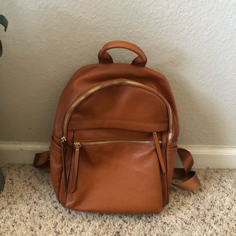 Brown leather backpack